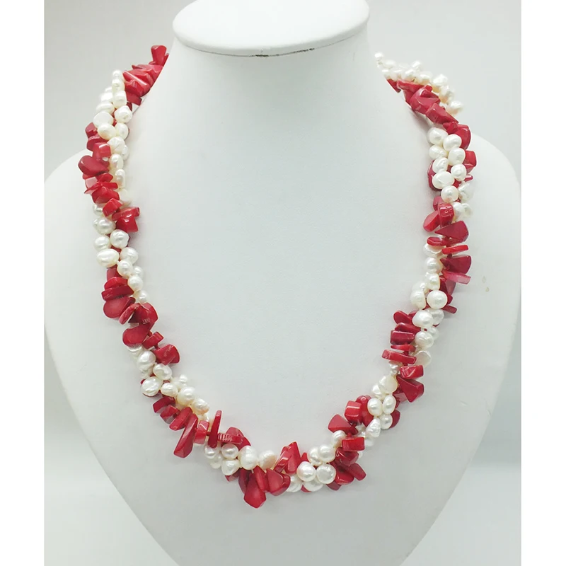 the last one! Very classic natural pearl/coral necklace  23