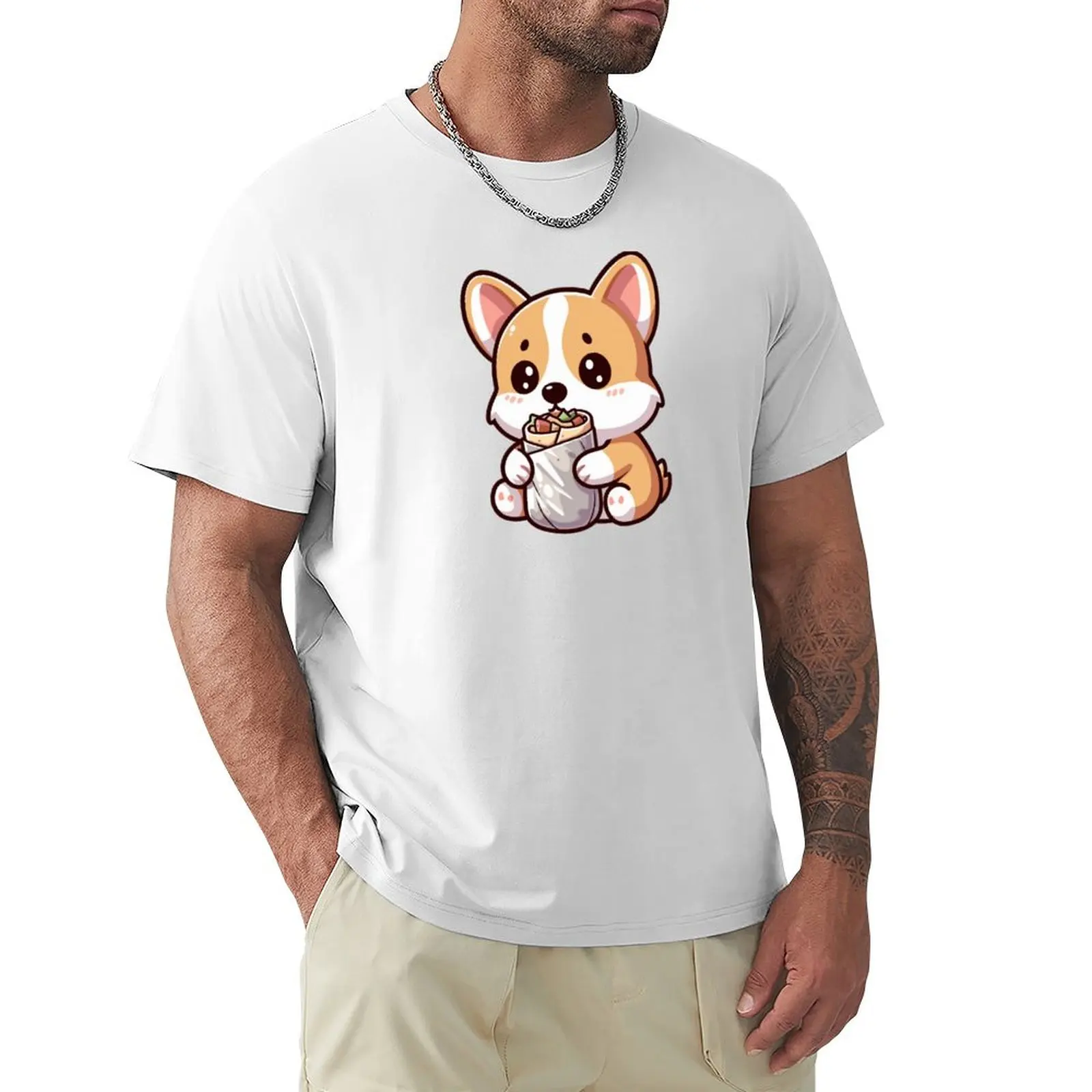 

Cute Puppy Holding A Burrito T-Shirt tops graphics T-shirt men