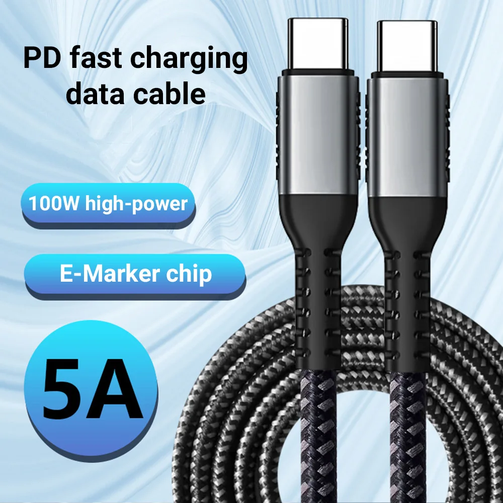 5A High Fast Charging 100W Type C to Type C Anti-break Data Cable for iPhone 17 Pro Max 16 15 Xiaomi MacBook with E-Marker Chip