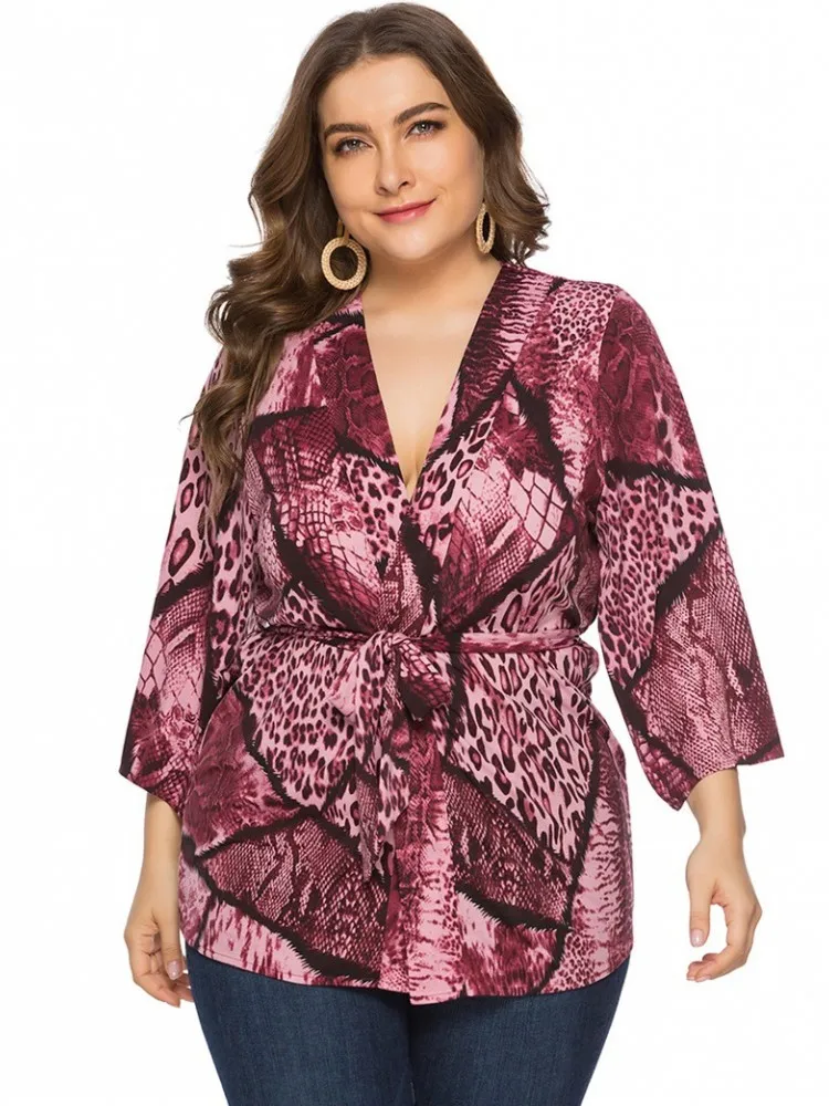 

Women's Plus Size XL-6XL Casual Long Sleeve T-shirt Big Size 3XL Snake Pattern Blouse Top Women Clothing Oversized Spring Summer