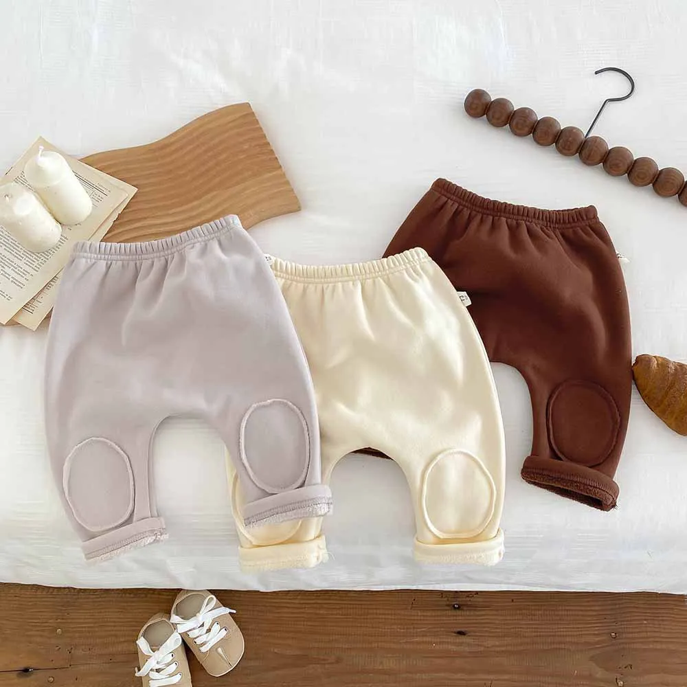 Leggings vêtements d'extérieur Patch pantalon pantalon intérieur enfants mignon bébé en peluche automne hiver nouvelle Version coréenne bébé épaissi chaud enfants