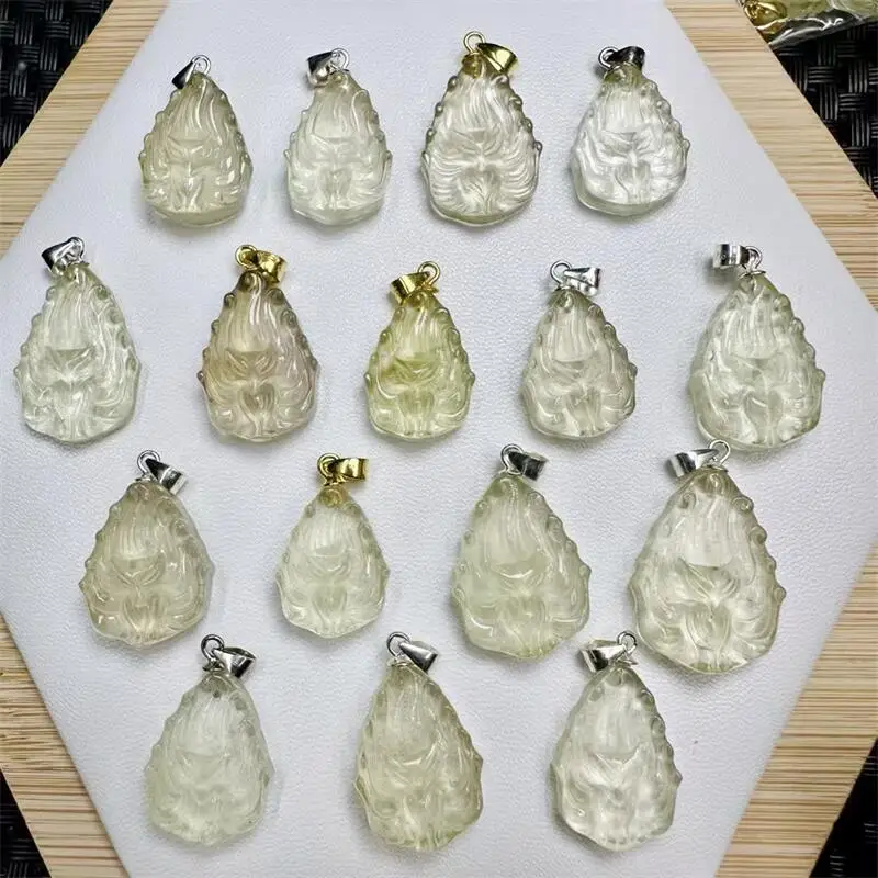 

S925 Natural Libyan Meteorite Nine-tailed Fox Fairy Pendant Healing Energy Stone Elegant Temperament Fengshui Jewelry Gift 1pcs