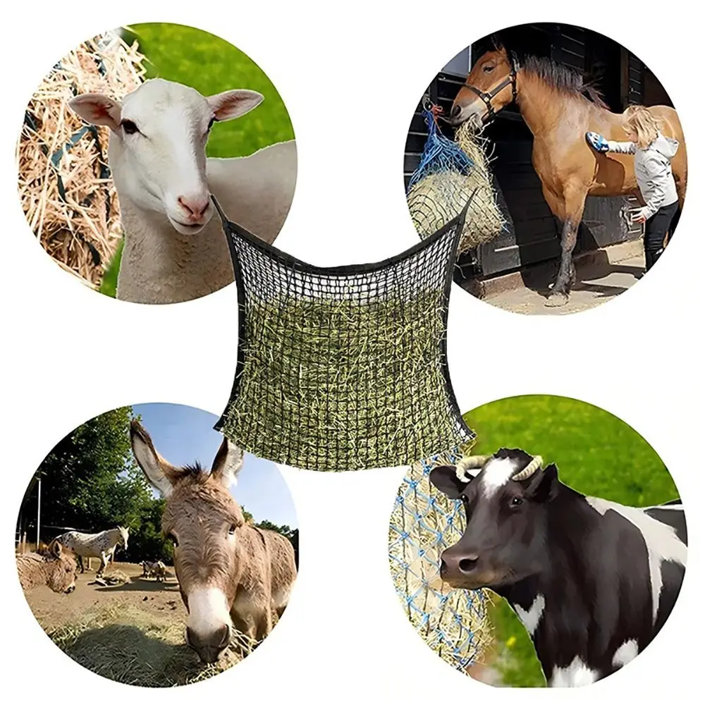 1Pcs Durable Slow Feed Hay Net Hanging 80x90cm Horse Hay Bag Large Capacity Hay Feeder Bag for Horses Goat Sheep