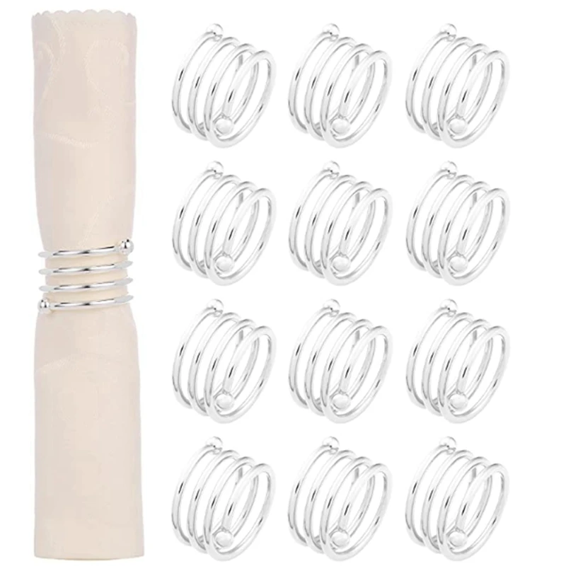 

Spring Napkin Rings Set Of 12,Metal Spiral Napkin Rings Round Serviette Holder Buckles Napkin Rings For Decor