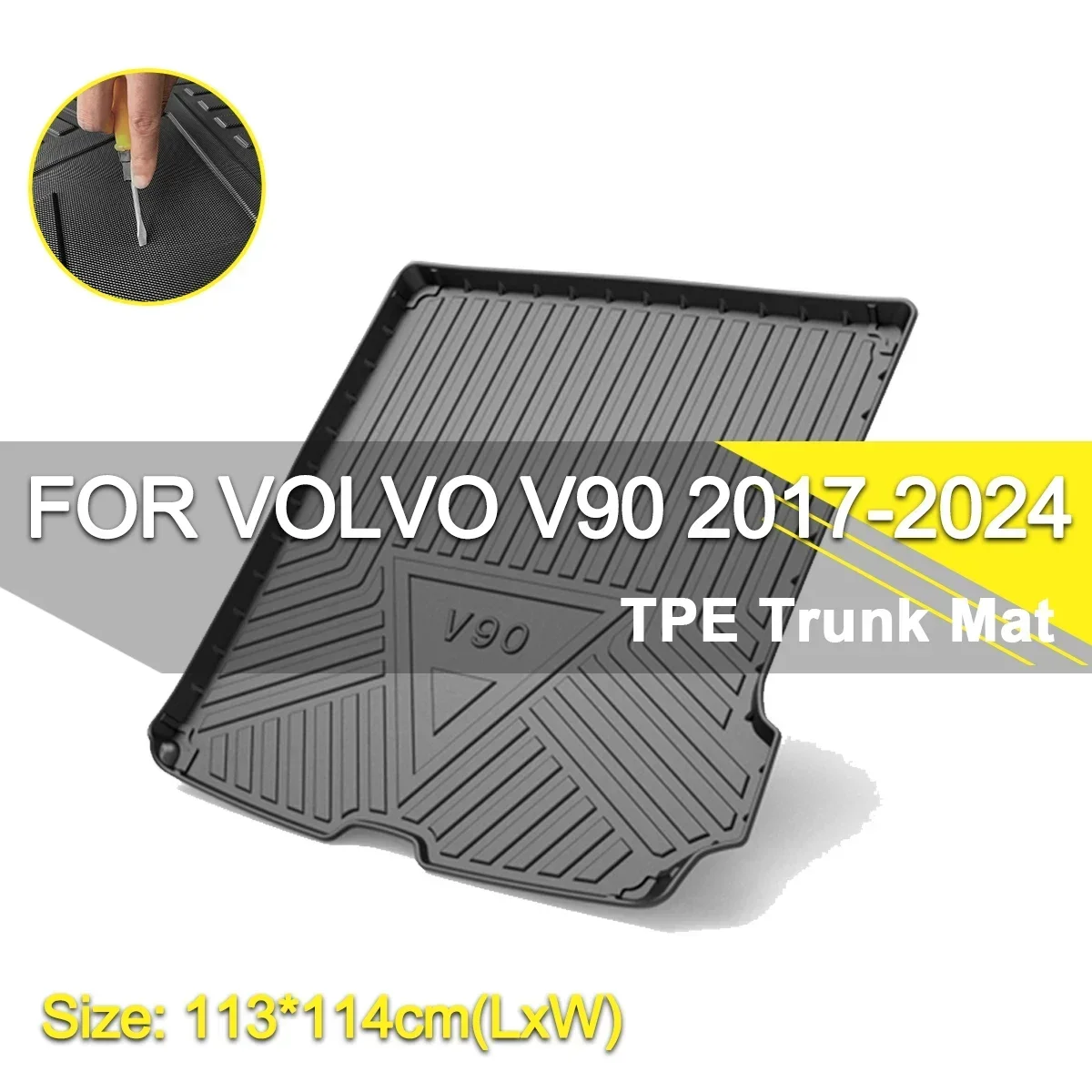 

Car Rear Trunk Cover Mat Waterproof Non-Slip Rubber TPE Cargo Liner Accessories For Volvo V90 2017-2024