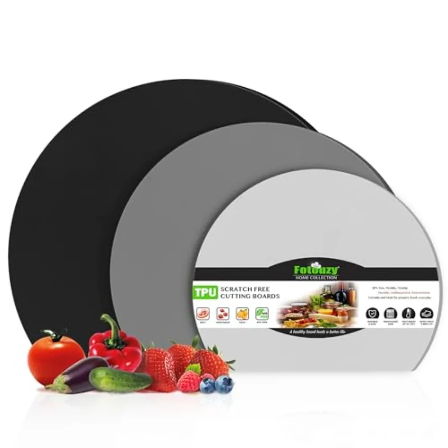 

Silicone Cutting Boards for Kitchen Set of 3 Scratch-Free Flexible Cutting Board Thick Rubber Cutting Board Mat Nonslip TPU Cut