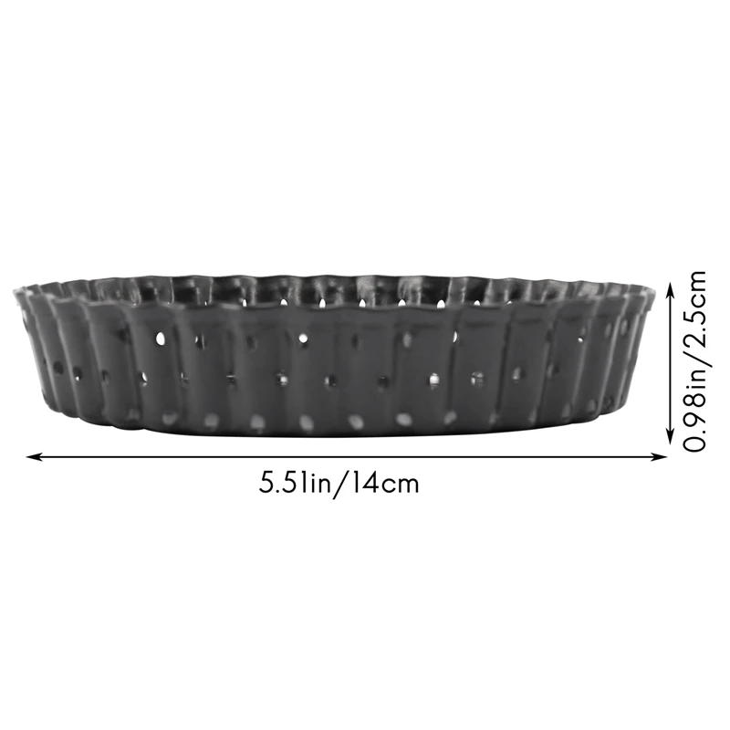 4 Pack Quiche Tart Pan,5 Inch Round Perforated Pizza Baking Tray Non-Stick Tart Tin With Holes For Cakes,Pies,Quiches