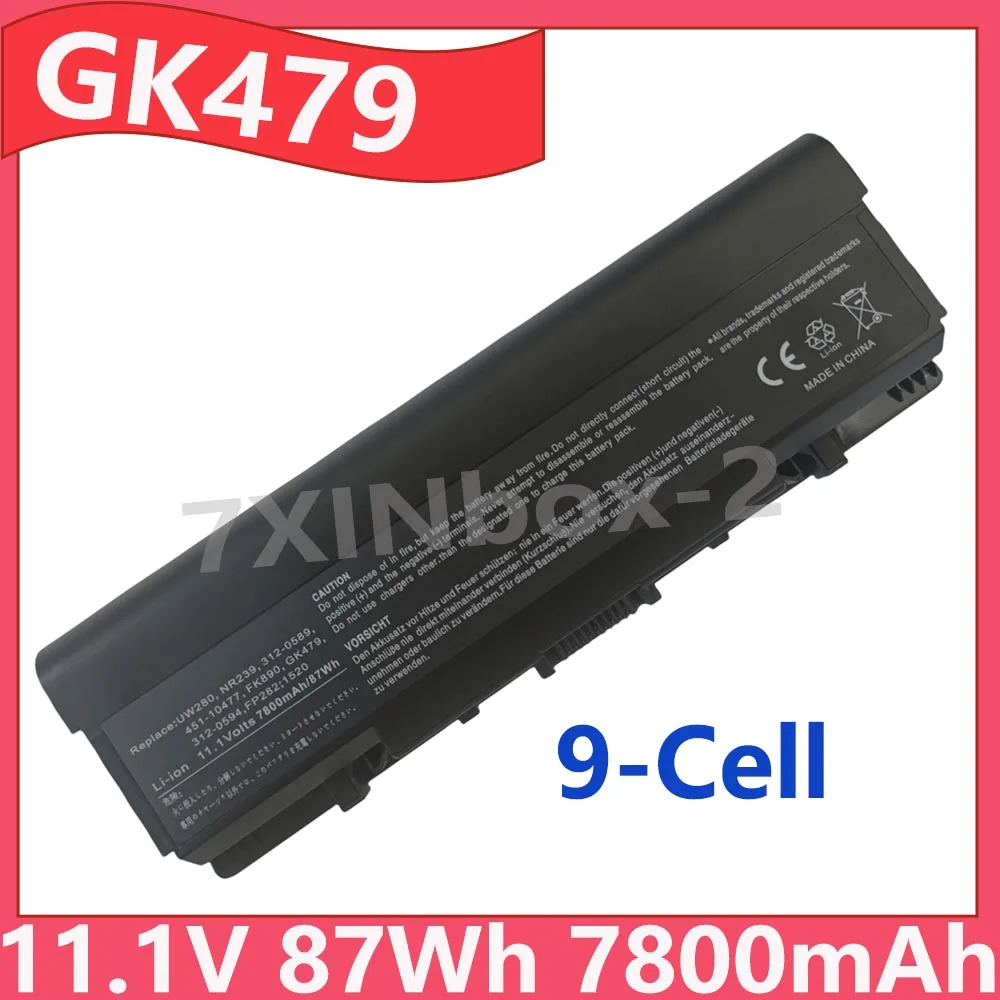 GK479 FK890 FP282 NR239 UW280 11.1V 87Wh 7800mAh Laptop Battery For Dell Inspiron 1520 1720 530s 1521 1721 312-0575 312-0576