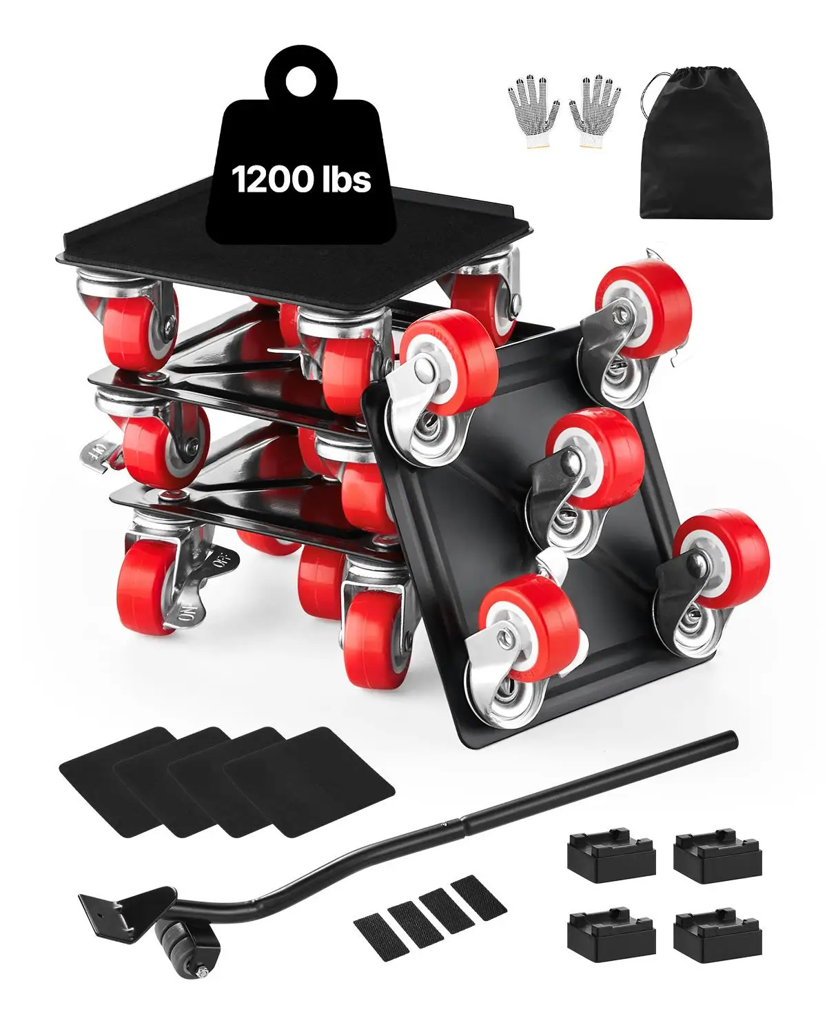 Heavy Duty Furniture Dolly Set with 360 Degree Rotating Wheels Carbon Steel Moving Sliders for Sofa Refrigerator Washing Machine and for appliances 1200 lb Capacity