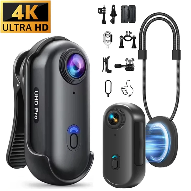 4K Mini Waterproof Camera with WiFi Wireless Portable Wearable Body Cam for Moto Bike Travel Helmet  Outdoor Sports Vlog Shoots