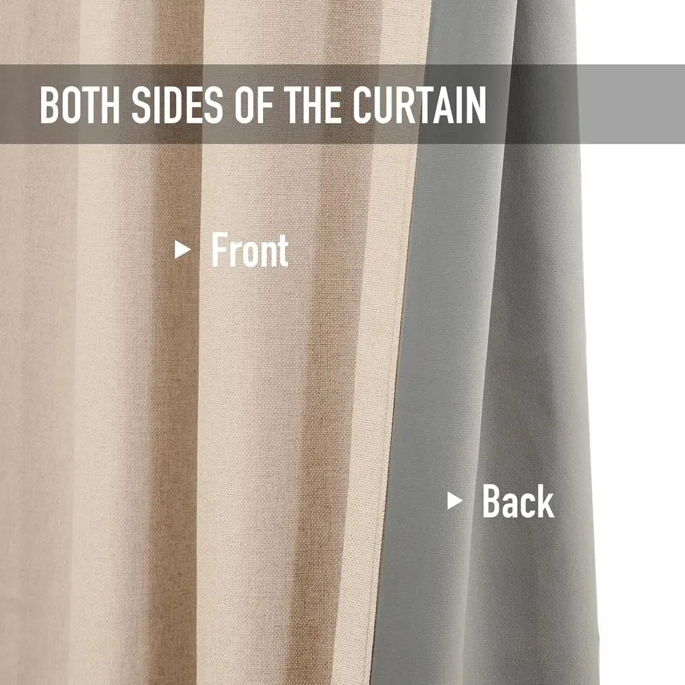 Zasłony z gromkami o wymiarach 96 cali długości i 100 cali szerokości, w kolorze owsianym, do drzwi przesuwnych i tarasowych, odpowiednie do salonów.