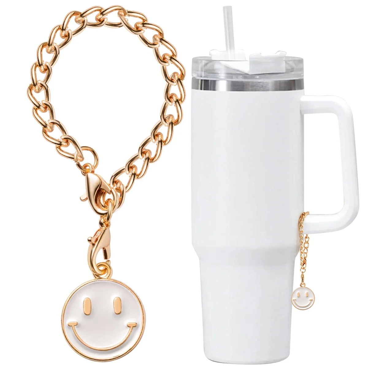 Charm Accessories for Cup Mug Charms Adjustable Length Chain with Locking Clasp Tumblers Water Bottle Pendant Cup Handle Decor