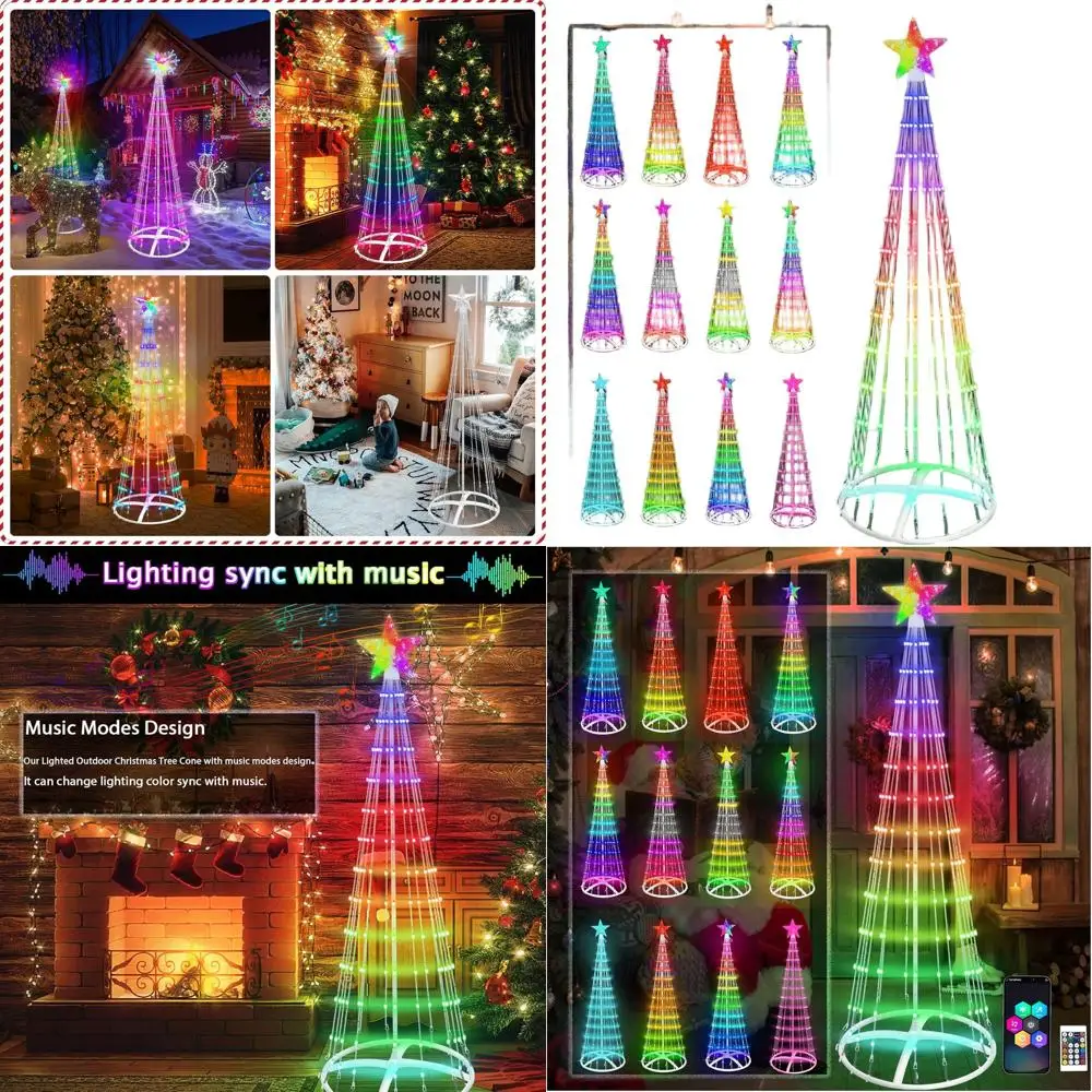 

5-Foot LED-lit Christmas Tree Cone with Remote & App Control for Outdoor and Indoor Holiday Decor