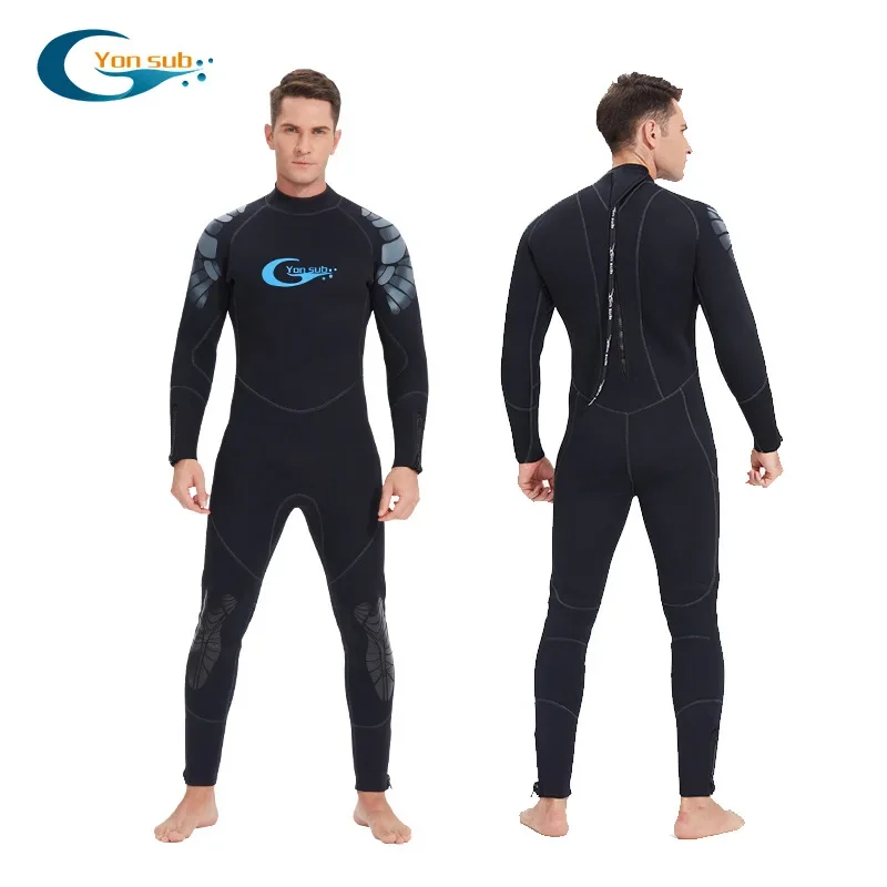 

5mm Adult Wetsuit One-piece Long Sleeve Men's Sunscreen Quick Drying New Black Summer Wetsuit