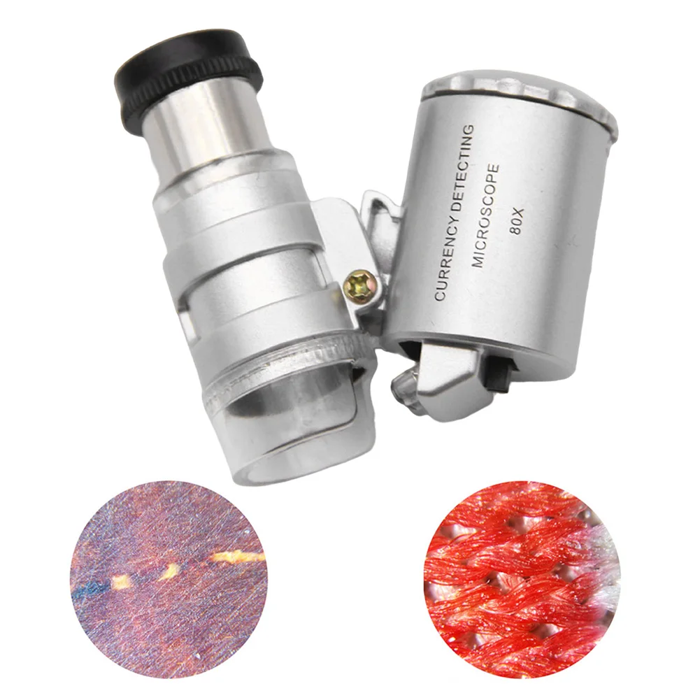 Jewelry Appreciation Microscope Folding Adjustable Jeweler Loupe Illuminated Handheld Magnifying Glass for Currency Detection