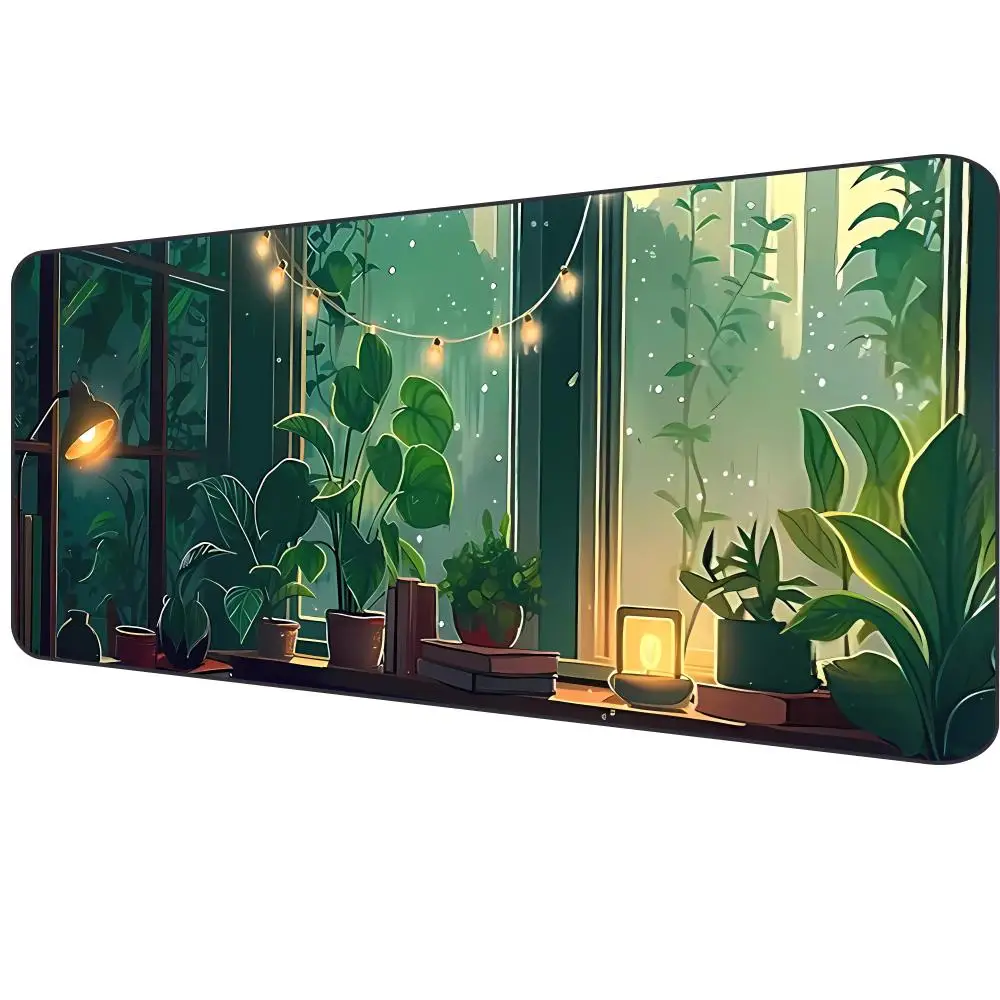 

Desk green plants Mouse table mat Mouse pads office desktop game card pad laptop Anime Pad