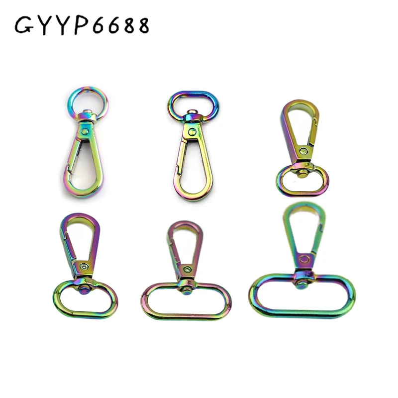 10-50-100pcs 7 Size Rainbow Fashion Metal Hardware Swivels Snap Dog Lobster Clasp Hooks Wholesale Accessories For Purse Handbags