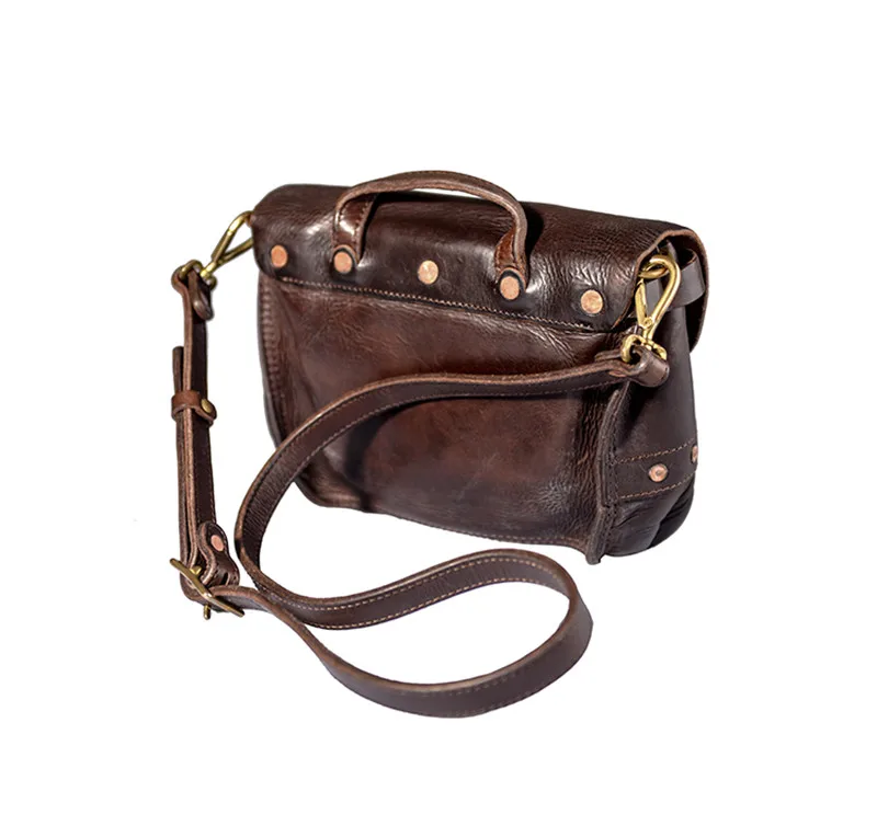 Hochwertige Luxus Echt leder Herren Schulranzen Mode wochen ende Outdoor täglich natürliche echte Rindsleder Teenager Schulter Umhängetasche – Detail 9
