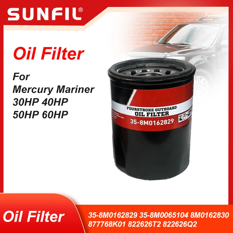 35-8M 0162829   35-8M 0065104   8M 0162830 877768 K01 822626 T2 822626 Filtro de aceite Q2 para Mercury Mariner 30HP 40HP 50HP 60HP