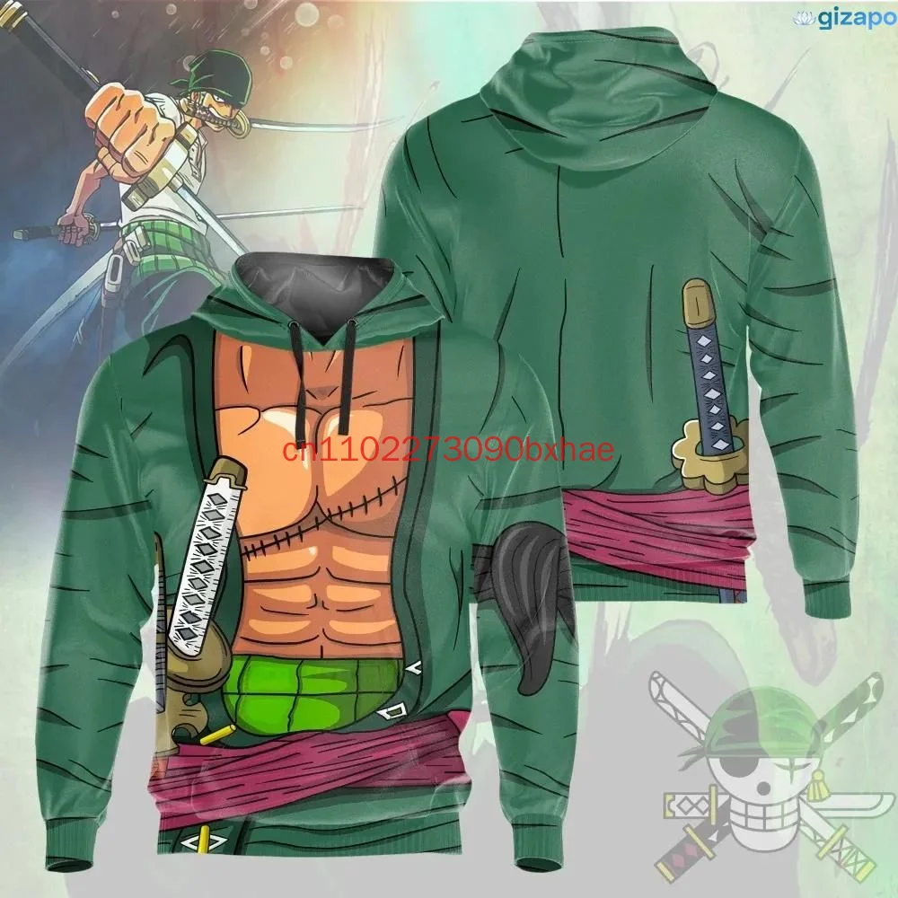 

2025 New One Piece Anime Hoodies 3D Print Pullover Sweatshirt Zoro Tracksuit Outfit Casual Outerwear Hoodie
