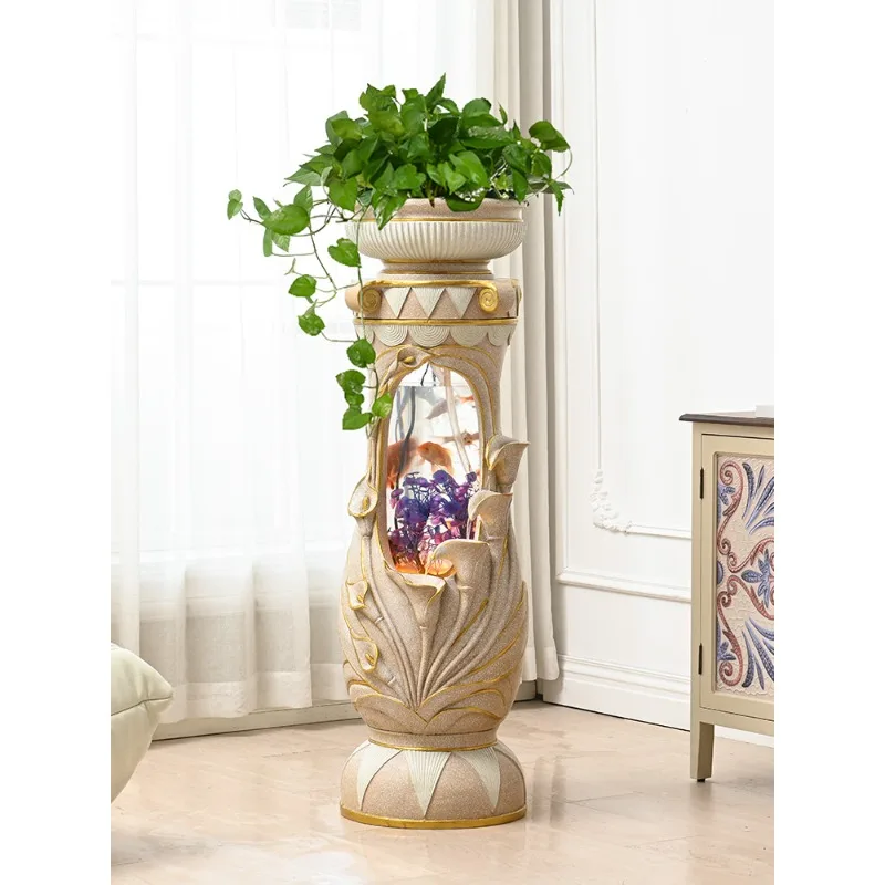 

Decorative ornaments Villa TV cabinet Light luxury living room Fish tank High-end water fountain