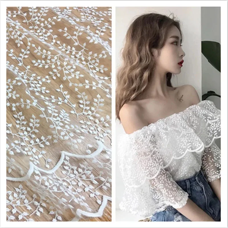 Mesh Organza small Floral Wedding Embroidered Lace Fabric Diy Craft Fashion Skirt Dress Clothing Sewing Accessories