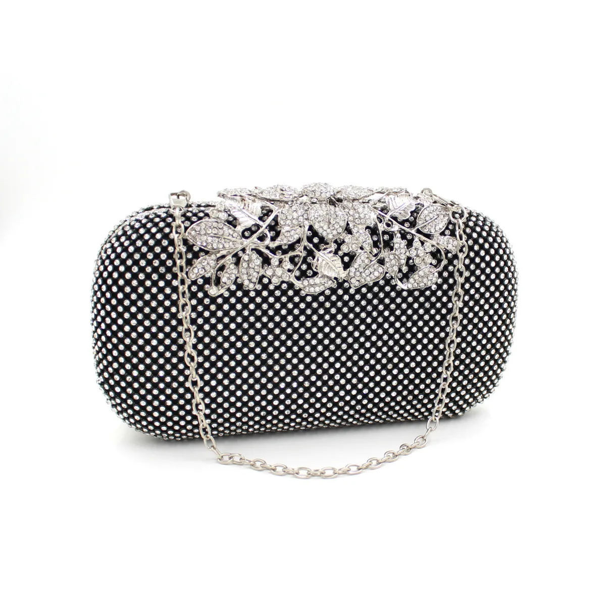 

Full Diamond Leaf Flower Diamond Dinner Bag Chain Clutch Crystal Mesh Diamond Banquet Women's Bag Luxury Evening Purse For Women