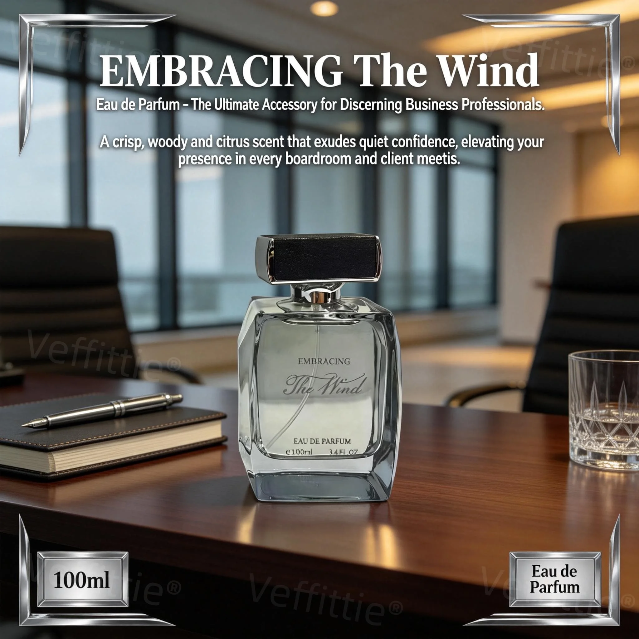 

Executive Floral Woody Perfume 100ml, peach freesia top, rose iris mid, vanilla amber base, all-day fresh scent for polished