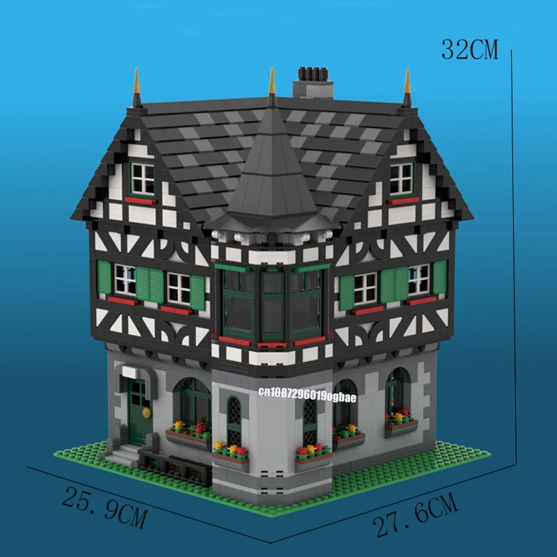 2462PCS European Medieval Street View MOC modular Timbered house model DIY creative ideas ChildToy birthday Gift building Blocks