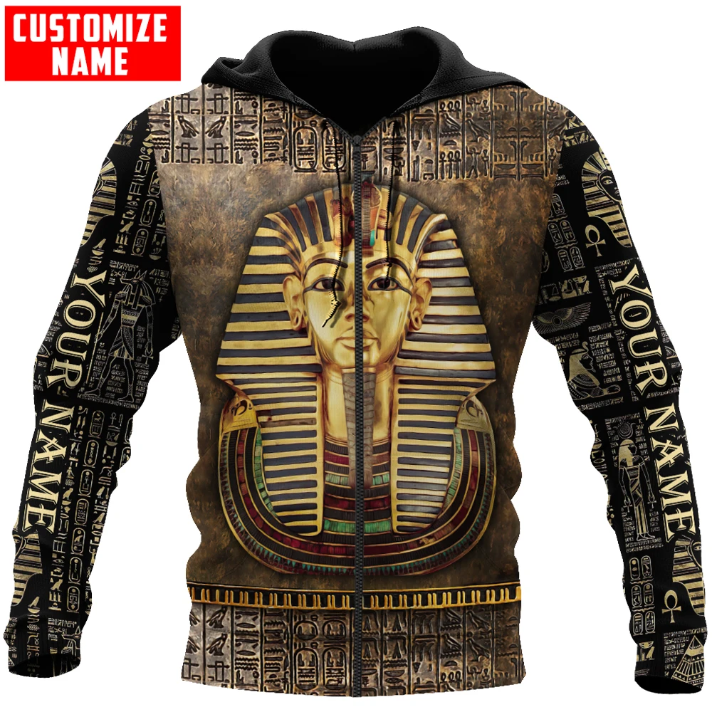 

Personalized Name Pharaoh Ancient Egypt Ankh 3D Printed Mens zip hoodies Autumn Unisex pullover Casual Jacket Tracksuits TDD19