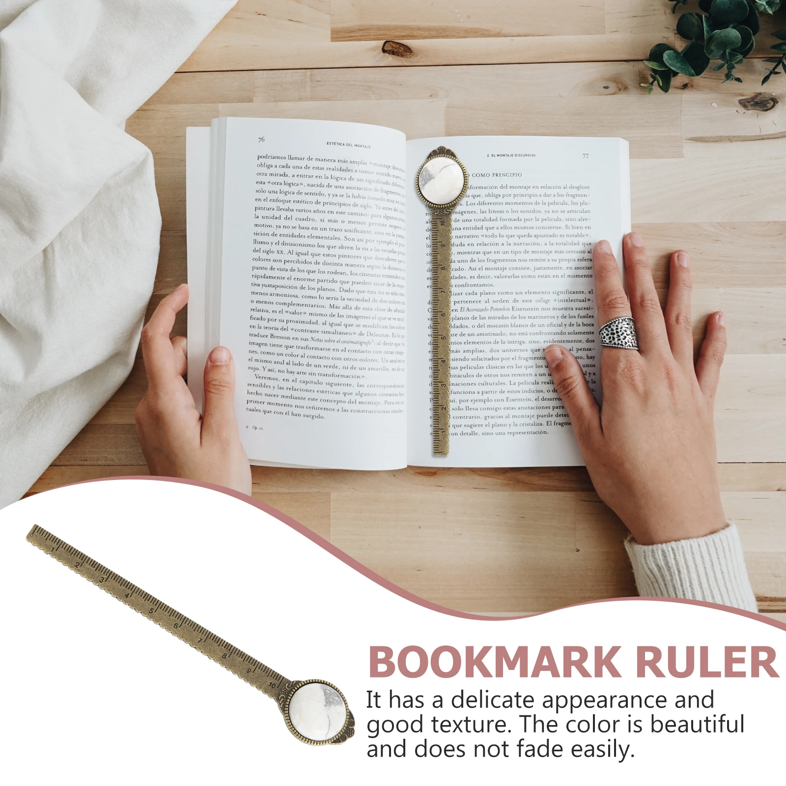 

Vintage Style Book Mark Ruler Adorable Natural Stone Decor Suitable for School Home Office Libraries Repeated Use Gift