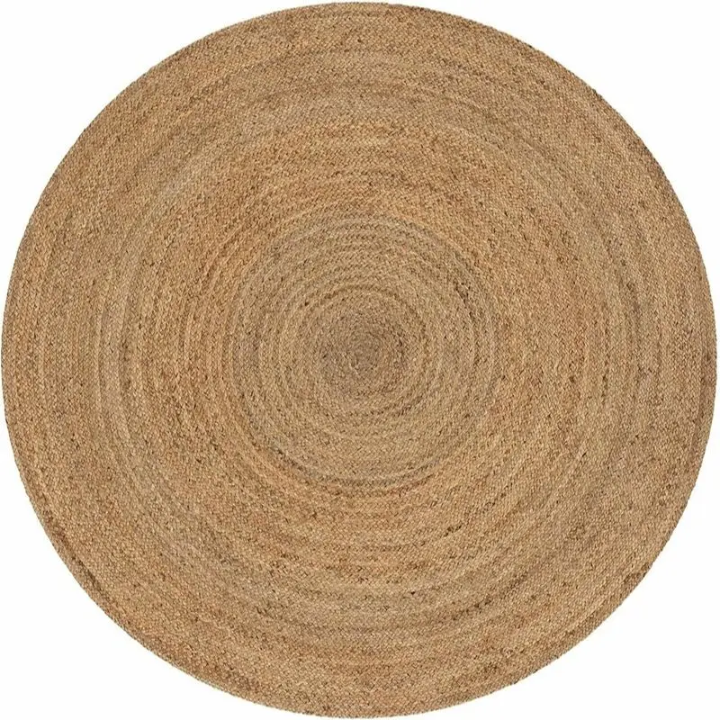 Rug Jute Natural Round Reversible 100% Jute Style Rug Braided Modern Rustic Look