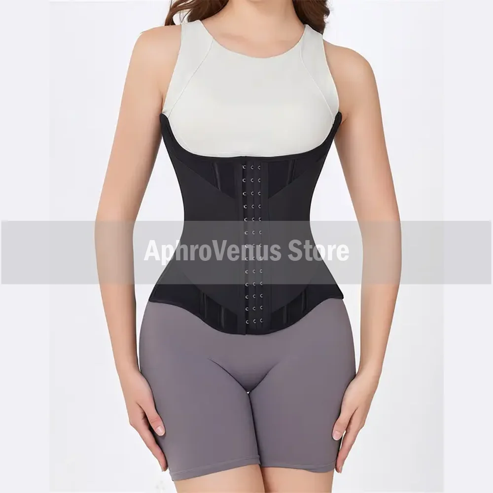 

Корсет-утяжка для талии со стальными косточками, застежкой на крючки и петли, двойной компрессией, для коррекции фигуры в форме песочных часов, для женщин