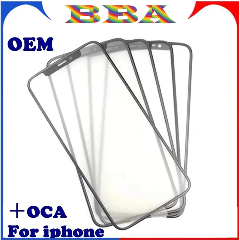 5PCS OEM With OCA Front Screen Outer Glass on For iPhone 11 12 13 14 15 Pro Max MINI X XS XR LCD External Lens Glass