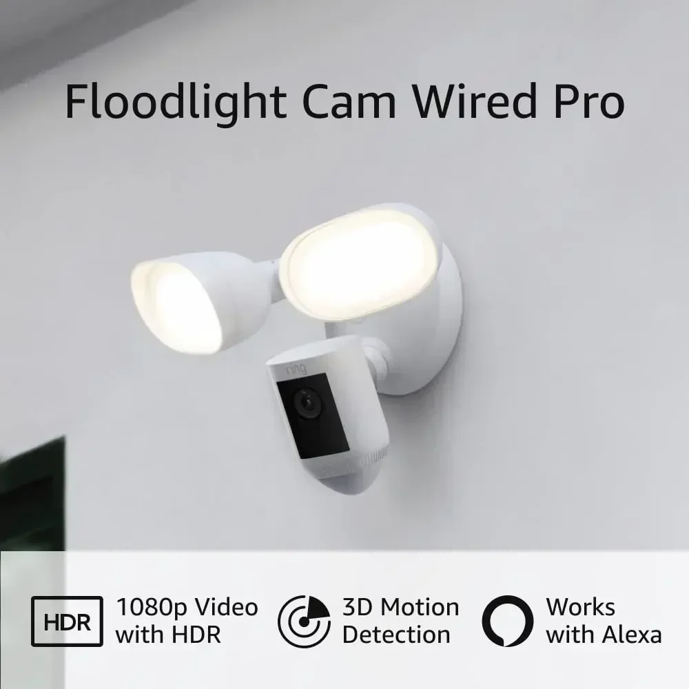 Wired Pro Ring Floodlight Cam with Bird's Eye View, 3D Motion Detection