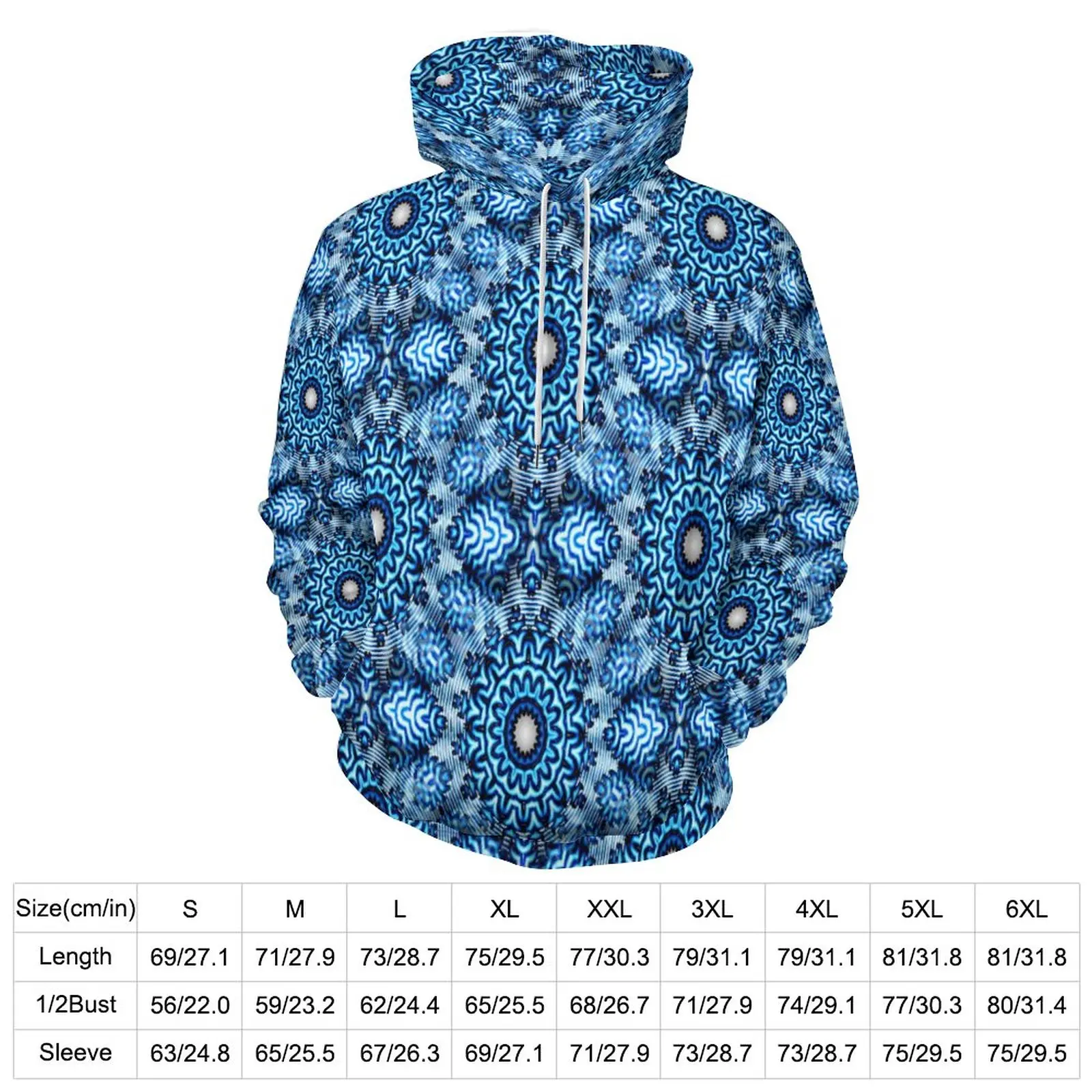 Blue Snowflake Hoodies Christmas Print Street Style Oversize Hoodie Woman Long Sleeve Pretty Pattern Casual Sweatshirts