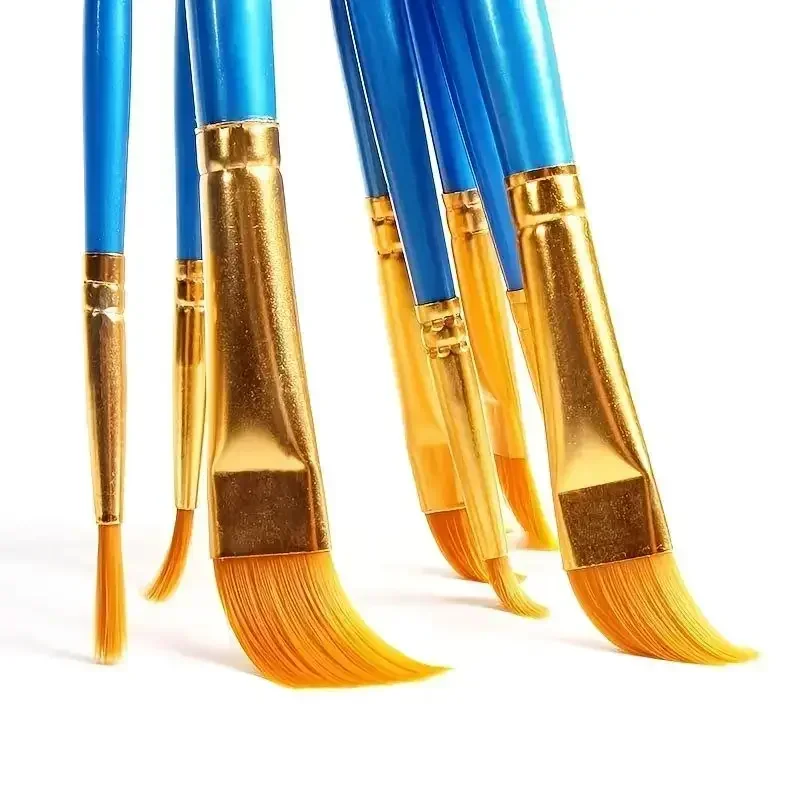 10 buah kuas minyak pena cat air wajah tubuh palet cat minyak Makeup kuas cat akrilik nilon wol kayu Solid Kit stensil tato