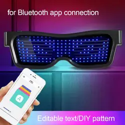 DJ LED Glasses Glasses Party Magic Flash Led Halloween Bluetooth Control Application Editable Text DIY USB Sun Concert Light Toy