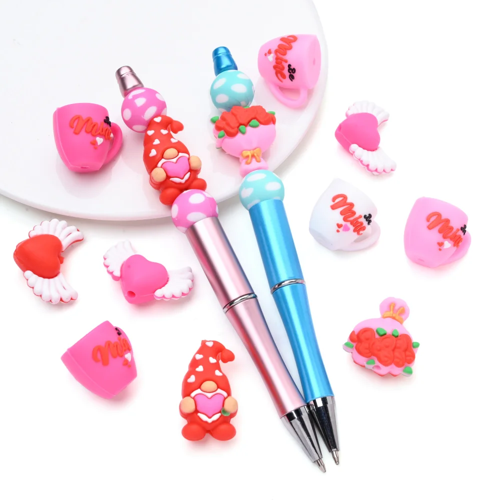 

5Pcs Food Grade Silicone Beads Heart Flower Cup Elf ShapeTeether Bead For DIY Pacifier Chain Nursing Teether Toys Accssories