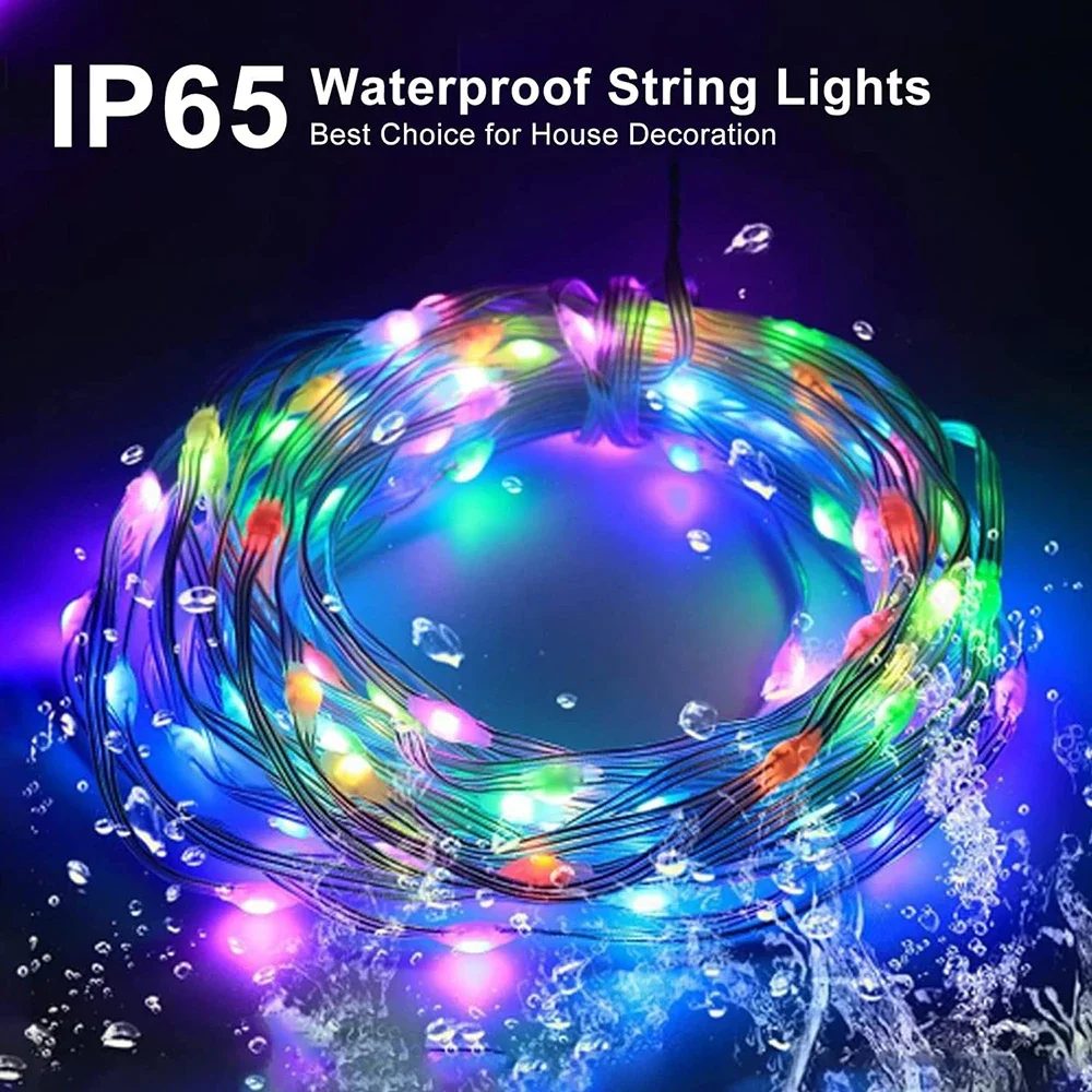 Dream Color USB 5V LED Sting Light Bluetooth Music APP RGBIC Addressable Fairy Lights Birthday Party Garland Christmas Decor