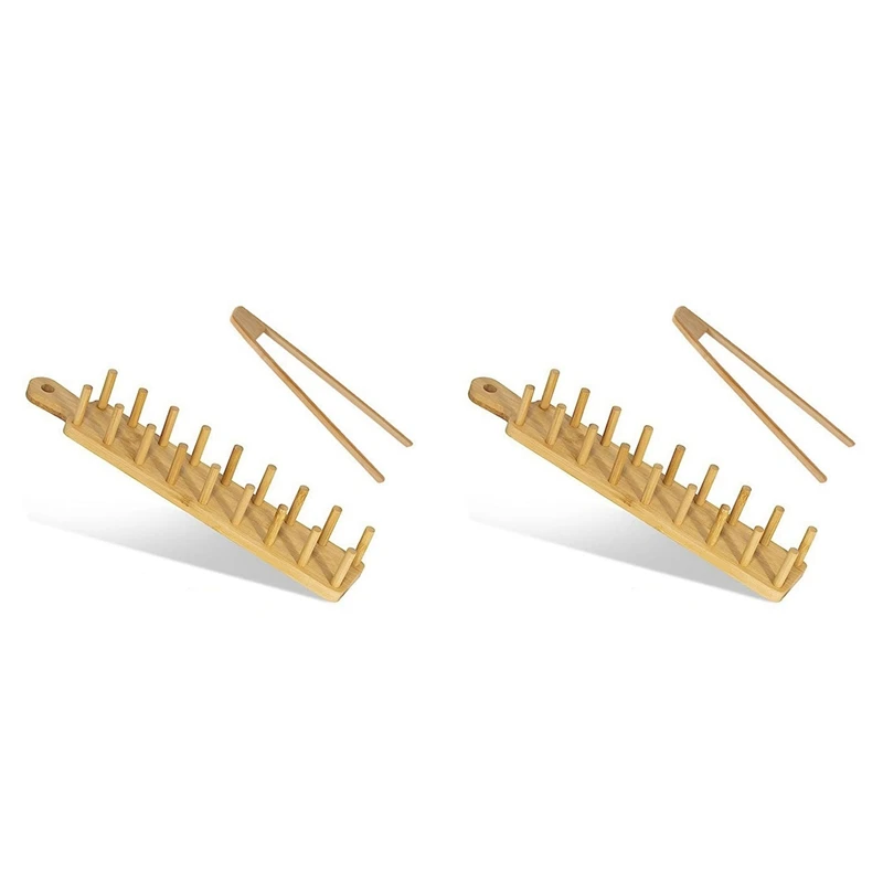 

2X Bamboo Taco Tray With Holds 8, Taco Shell Holder Allows For Multi-Use Food Tray Charcuterie Tray