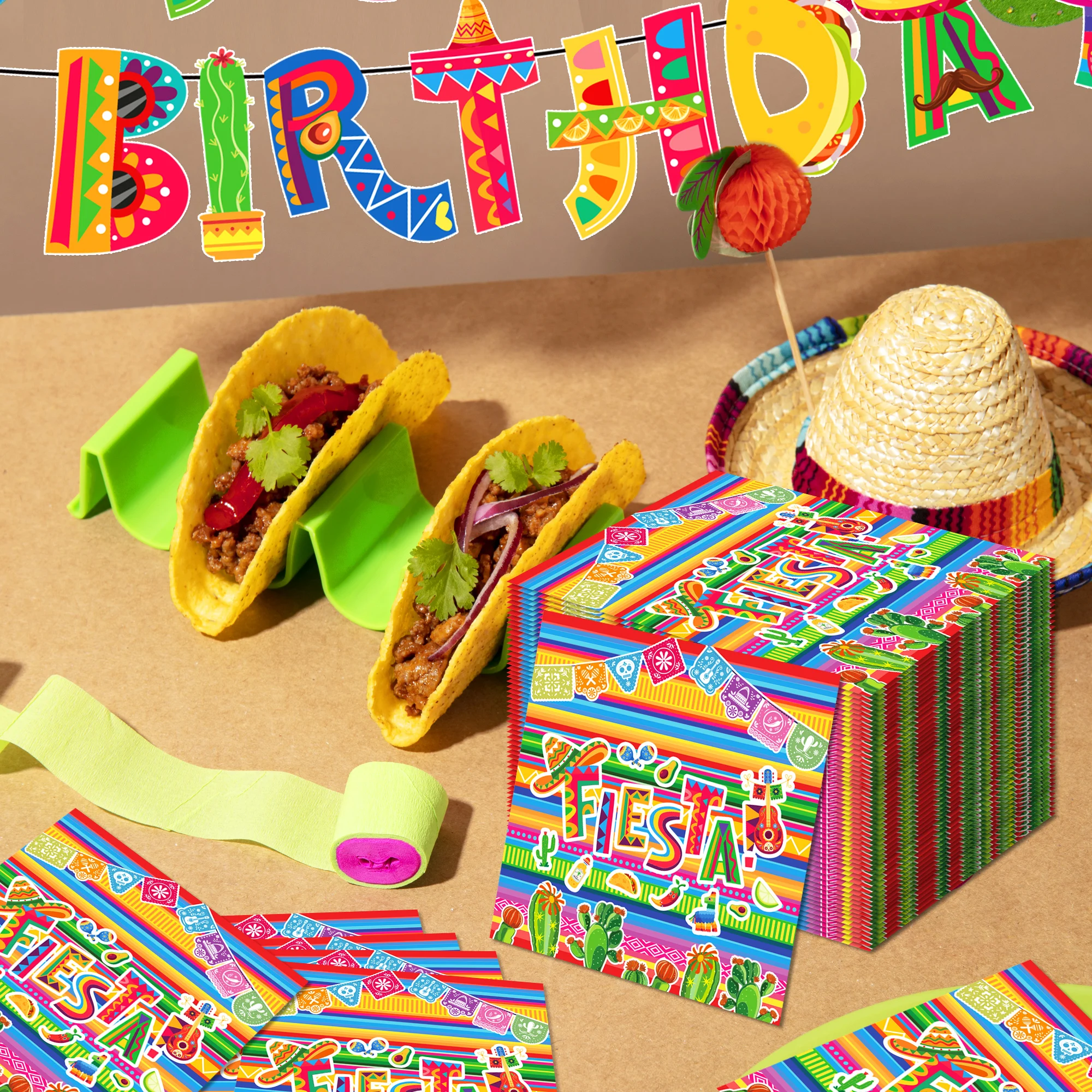 Mexikanische Fiesta Cctus Party Einweggeschirr Sets Pappteller Tassen Servietten Mexikanische Cinco De Mayo Party Geschirr Dekor – Detail 9