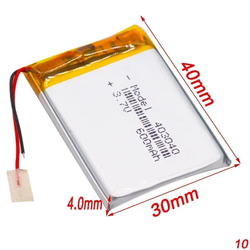 2pcs 3.7V 600mAh 403040 Lithium Polymer Li-Po Li Ion Rechargeable Battery Lipo Cells For Tachograph Car DVR Bluetooth Camera