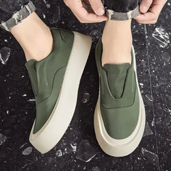 Canvas Shoes Men Summer Platform Casual Sneakers Man Linen Vulcanized Shoes For Men New Walking Loafers Men Slip On Shoes Green