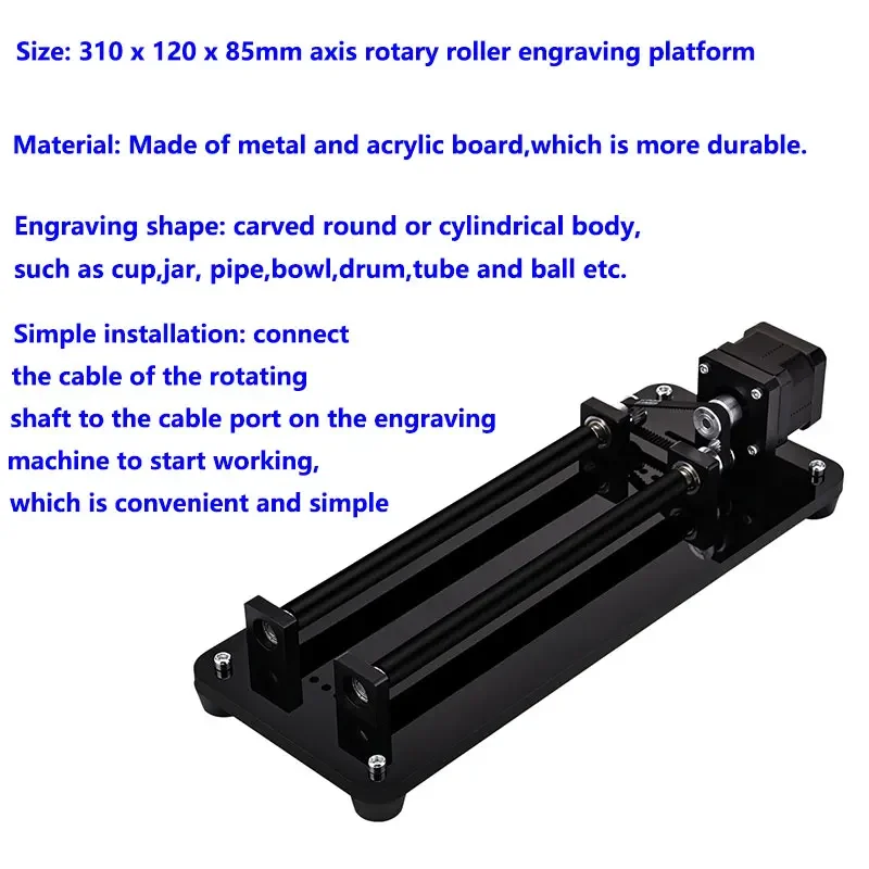 CNC Rotary Roller Y-axis Rotary Roller Engraving Module Laser Engraver Y-axis Rotatory Engraving Module for Glass Cans Cups