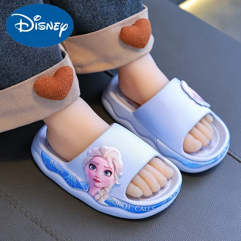 Disney Princess Elsa pantofel domowy mrożone dziewczęce oddychające antypoślizgowe grube podeszwy dziecięce kapcie podłogowe sandały Peep-Toe