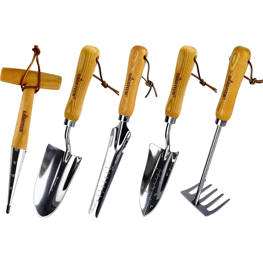 

Gardtech Garden Tool Set, 5 Pcs Gardening Tool Set with Weeder Puller, Dibber, Transplanter, Big Trowel, 5-Claw Cultivator