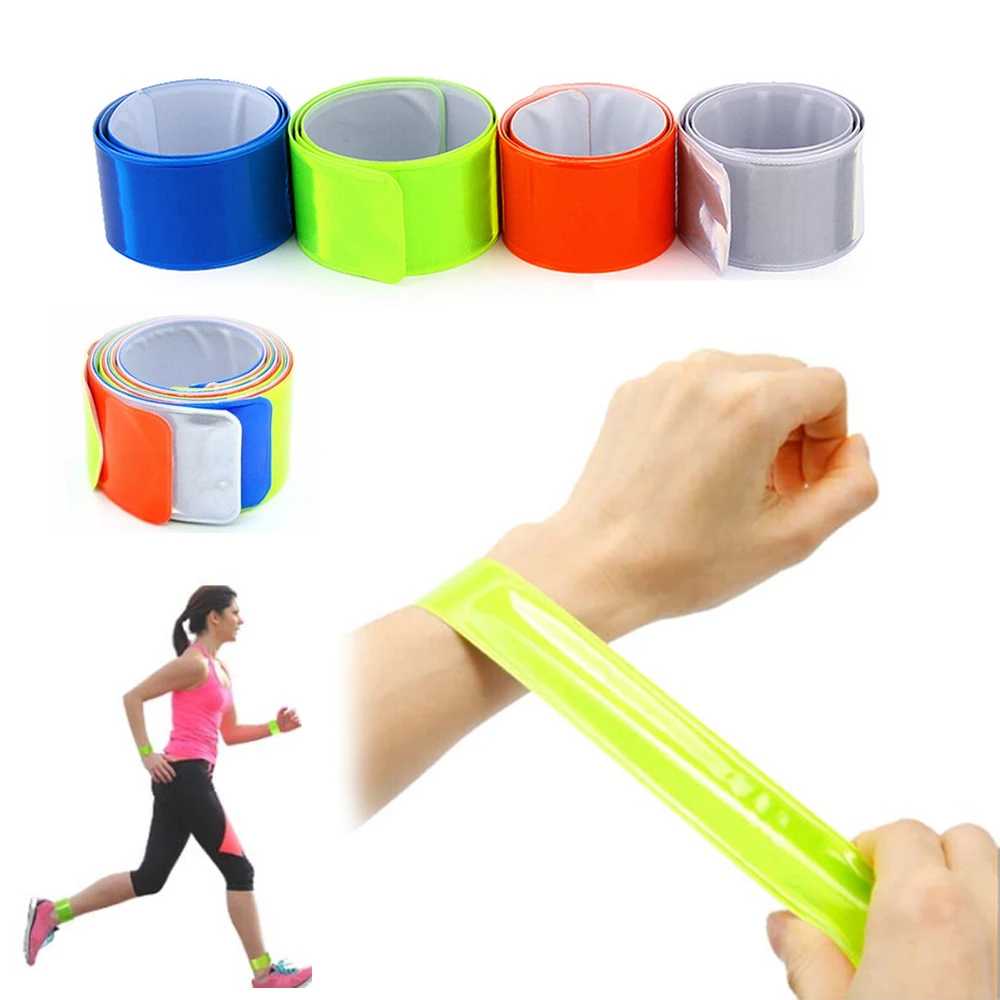 Tiras de advertência reflexivas para ciclismo, pulseira ao ar livre para correr, pesca, bicicleta segura, calças de encaderno, cinta para perna, faixa fluorescente, 2pcs