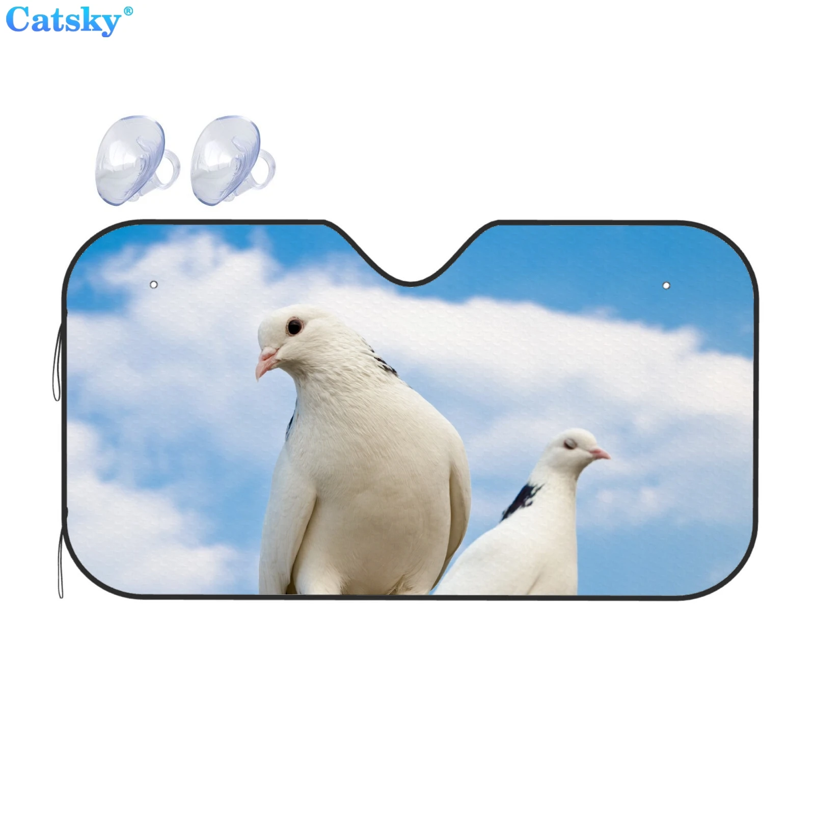 Universal Car Windshield Sunshade, Animal Dove Peach Bird Print Sun Shield Protector Foldable Sun Visor Covers