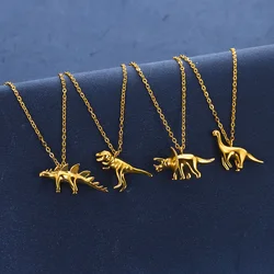 Small T-Rex Dinosaur Pendant Necklace For Women Fashion Jewelry Stainless Steel Animal Accessories Best Friend Gifts
